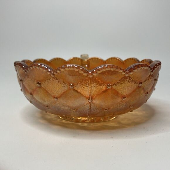 VTG Imperial Marigold Carnival Glass Pansy Iridescent Bowl w/Handle - Picture 3 of 10